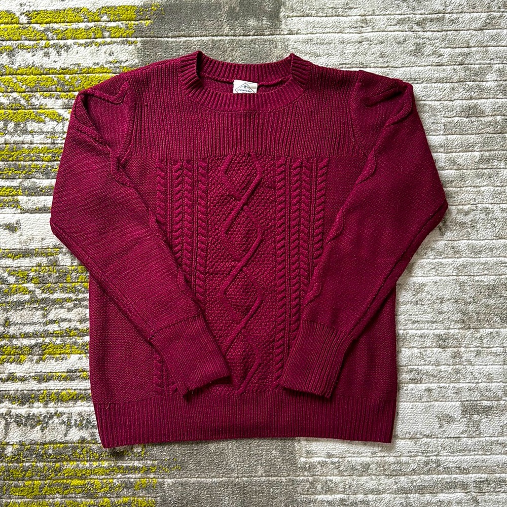 St. John’s Bay Womens Merlot Cable Knit Sweater Size Large Perfect Condition!